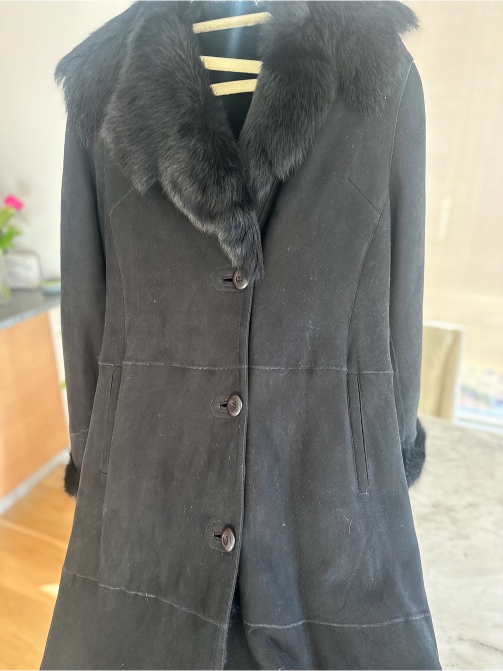 Black Faux-Fur Collar Women's Coat